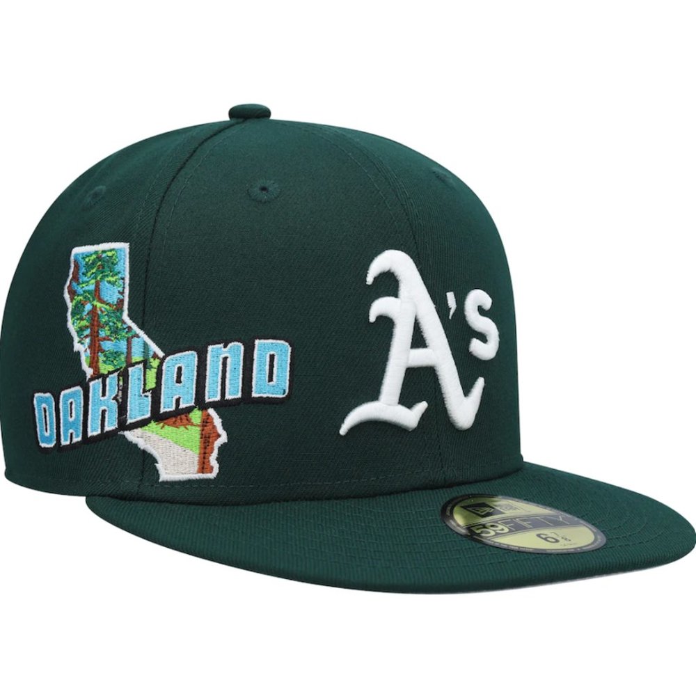 New Era Oakland Athletics State View 59FIFTY Fitted Hat Cap Green Size 7 1/8
